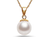 8-8.5mm AA Akoya Cultured Pearl 14k Yellow Gold Pendant