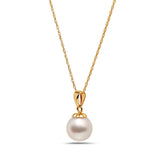 8-8.5mm AA Akoya Cultured Pearl 14k Yellow Gold Pendant