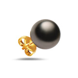 10-11mm Natural Color Tahitian Pearl 14k Gold Stud Earrings