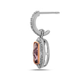 Radiant Cut Amethyst Diamond, Sterling Silver and 14k Rose Gold Earrings