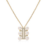 14k Yellow Gold 4.5-5mm Akoya Triple Row Necklace