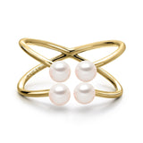 14k Yellow Gold 4-4.5mm Akoya Pearl Orbit Ring