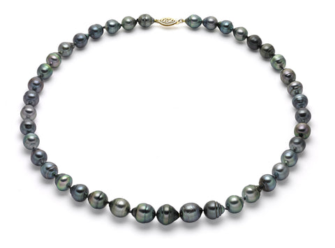 8-10mm Natural Color Circle Tahitian Strand Necklace