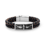 Skull Angel Steel Braided Leather Bracelet