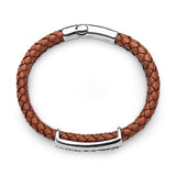 Steel Skull Braided Leather Bracelet