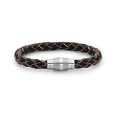 Steel Barrel Black with Raw Edges Braided Leather Bracelet