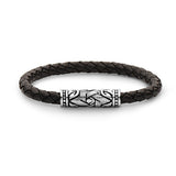 Steel "Star of David" Braided Leather Bracelet
