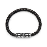 Steel "Star of David" Braided Leather Bracelet