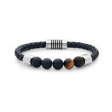 Tiger Eye and Agate Braided Leather Bracelet