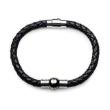 10-11mm Tahitian Circle Pearl Braided Leather Bracelet