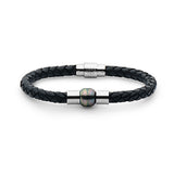 10-11mm Tahitian Circle Pearl Braided Leather Bracelet