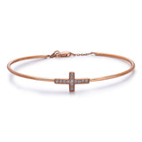 14k Rose Gold Diamond Cross Bangle