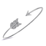 14k White Gold Diamond Feather Arrow Bangle