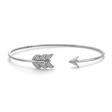 14k White Gold Diamond Feather Arrow Bangle