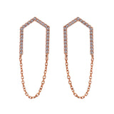 14k Rose Gold Diamond Open Arrow Earrings