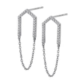 14k White Gold Diamond Open Arrow Earrings