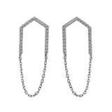 14k White Gold Diamond Open Arrow Earrings