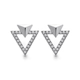 14k White Gold Diamond Triangle Stud Earrings