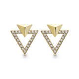 14k Yellow Gold Diamond Triangle Stud Earrings