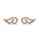 14k Rose Gold Diamond Angel Wing Earrings