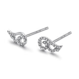 14k White Gold Diamond Angel Wing Earrings