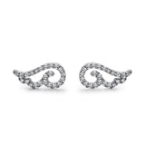 14k White Gold Diamond Angel Wing Earrings