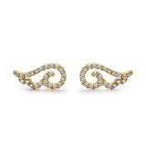14k Yellow Gold Diamond Angel Wing Earrings