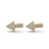 14k Yellow Gold Diamond Arrow Stud Earrings