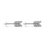 14k White Gold Diamond Feather Arrow Stud Earrings