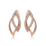 14k Rose Gold Diamond Petal Earrings