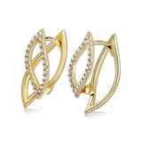 14k Yellow Gold Diamond Petal Earrings