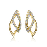 14k Yellow Gold Diamond Petal Earrings