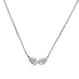 14k White Gold Diamond Wings Necklace