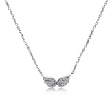 14k White Gold Diamond Wings Necklace
