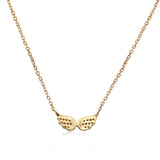 14k Yellow Gold Diamond Wings Necklace
