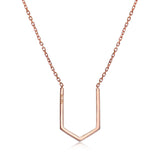 14k Rose Gold Diamond Open Arrow Necklace
