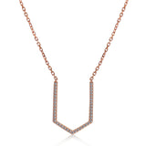 14k Rose Gold Diamond Open Arrow Necklace