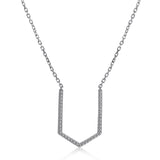 14k White Gold Diamond Open Arrow Necklace