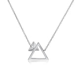 14k White Gold Diamond Triangle Stud Necklace