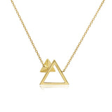 14k Yellow Gold Diamond Triangle Stud Necklace