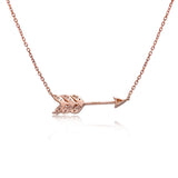 14k Rose Gold Diamond Feather Arrow Necklace