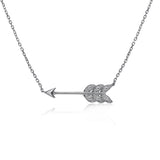 14k White Gold Diamond Feather Arrow Necklace