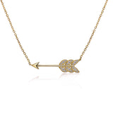 14k Yellow Gold Diamond Feather Arrow Necklace