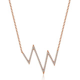14k Rose Gold Diamond Heartbeat Necklace
