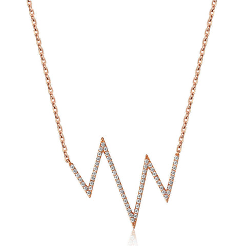 14k Rose Gold Diamond Heartbeat Necklace