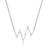 14k White Gold Diamond Heartbeat Necklace