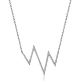 14k White Gold Diamond Heartbeat Necklace