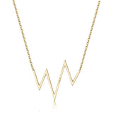 14k Yellow Gold Diamond Heartbeat Necklace