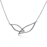 14k White Gold Diamond Petal Necklace