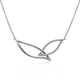 14k White Gold Diamond Petal Necklace